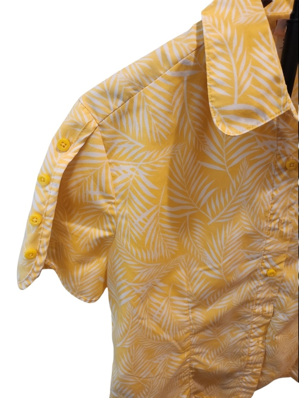 Yellow Palm-Print Short Sleeve Shirt - American Sweetheart. XL